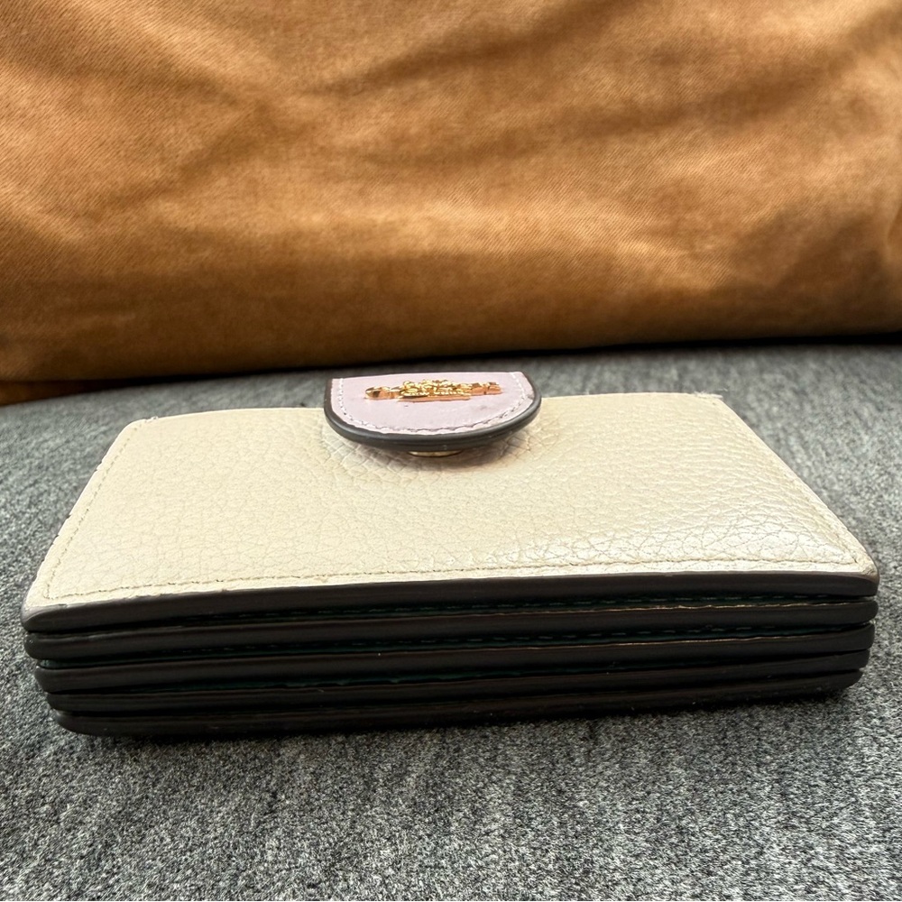 Coach Cream and Lavender Accordion Card Case In Colorblock CA765 - Picture 6 of 14